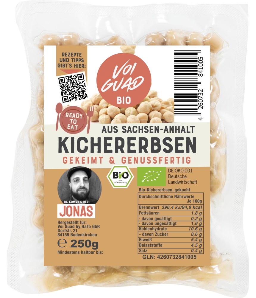 angekeimte Bio-Kichererbsen, verzehrfertig
"ready-to-eat"